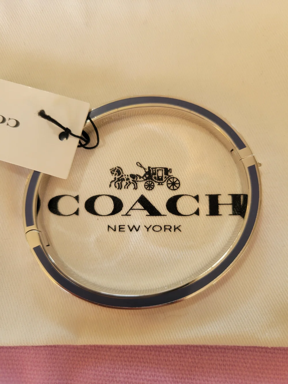 Coach Purple Enamel Signature Hinged Bangle Bracelet